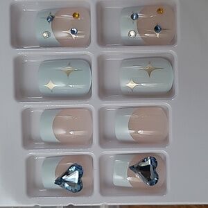 3D Rhinestone Stars Hearts Plaid Press On Nails